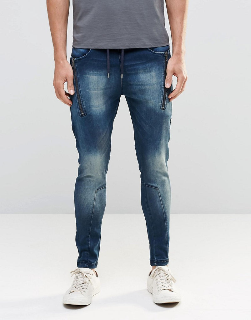 Dead Vintage Jogger Jeans with Two Zips and Two Pockets