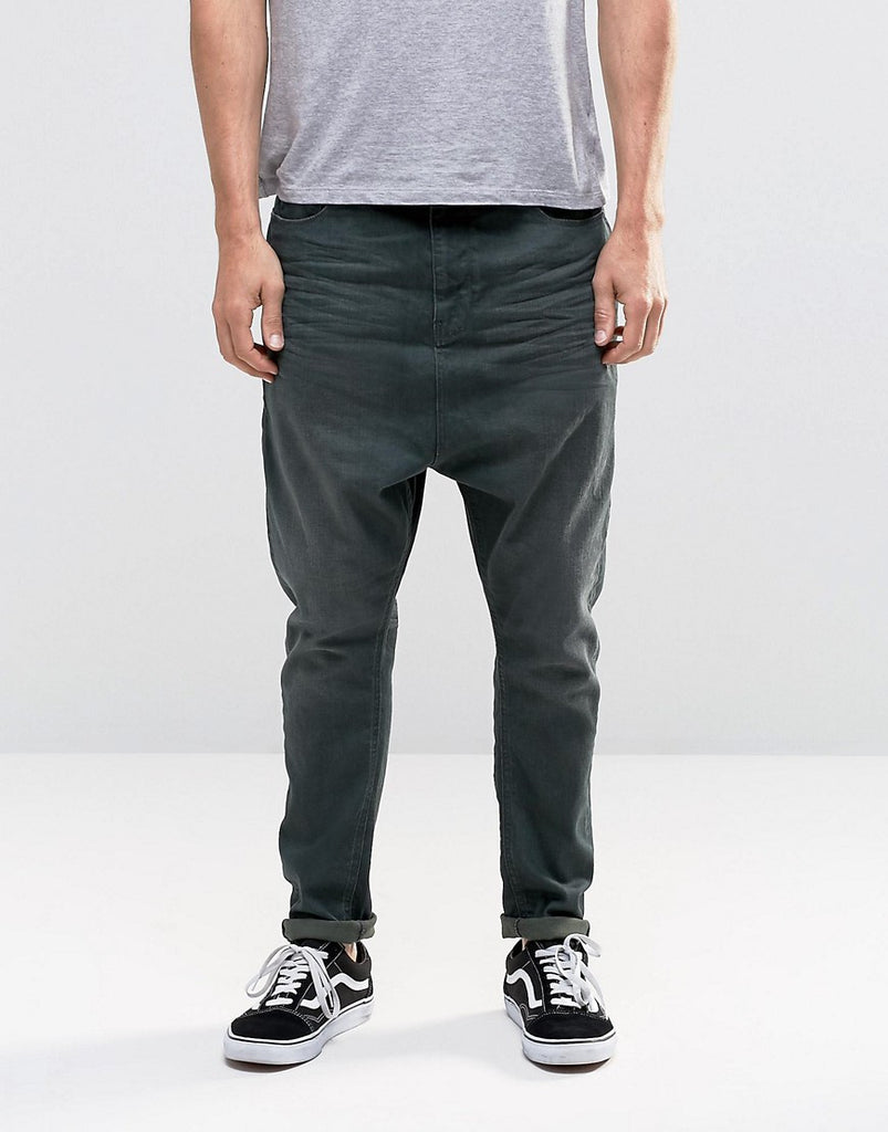 ASOS Drop Crotch Jeans In Khaki