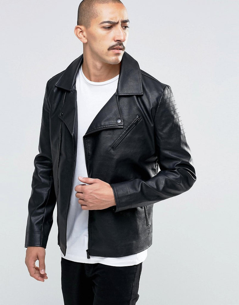 Troy Faux Leather Biker Jacket