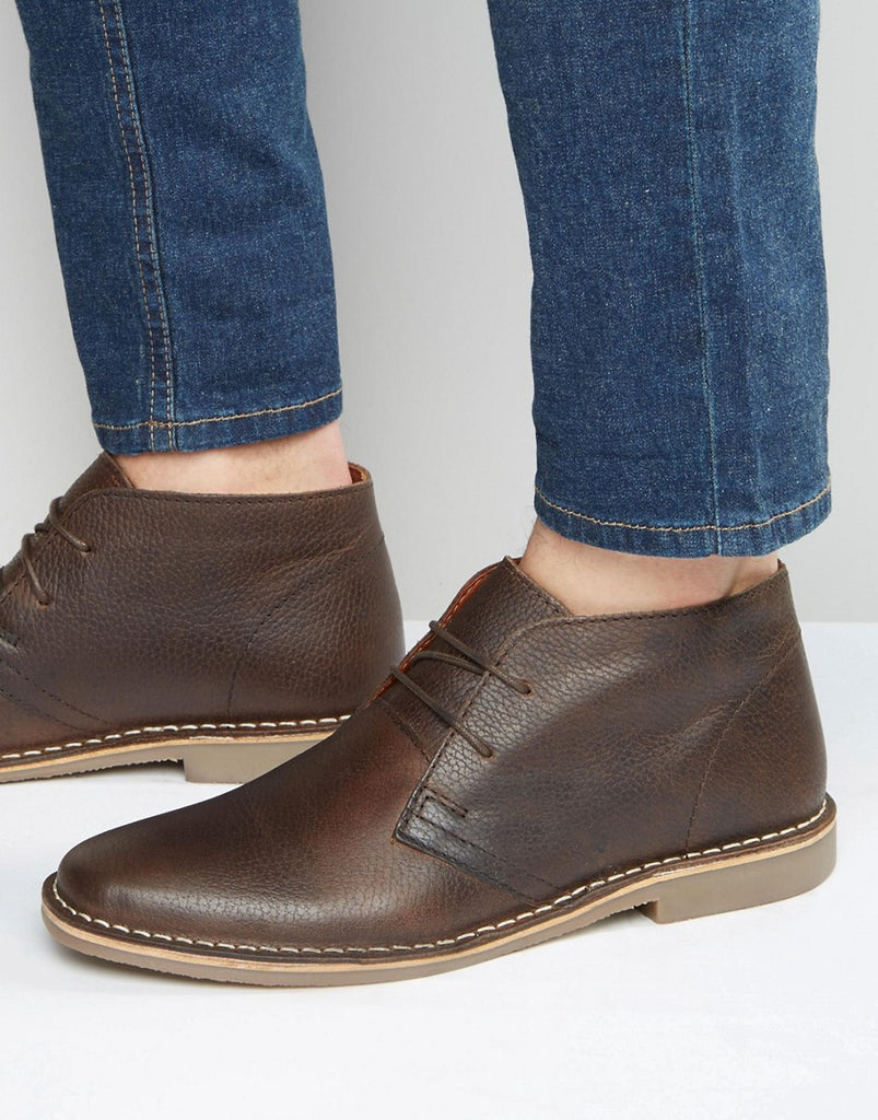 Red Tape Desert Boots In Brown Leather