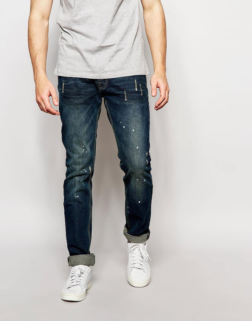 Bellfield Slim Fit Jeans with Paint Splash