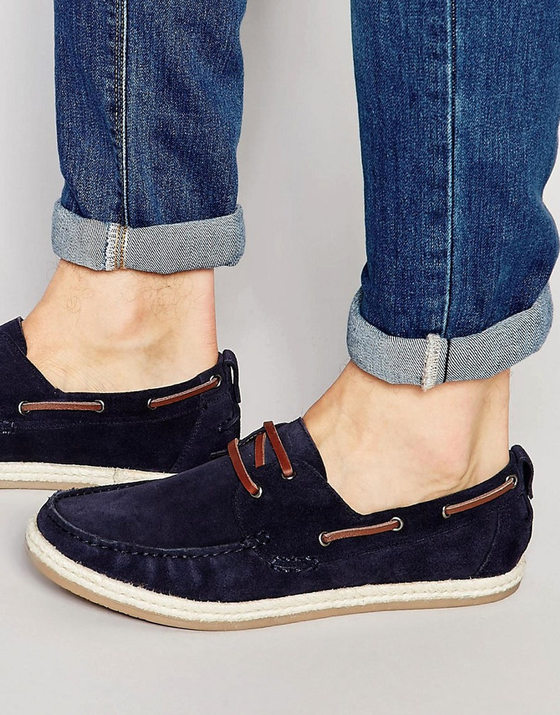 Dune Boat Shoes In Navy Suede