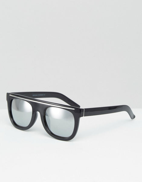 7X Flat Brow Sunglasses In Black