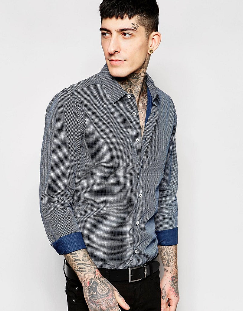 Devil's Advocate Formal Micro Dot Print Slim Fit Shirt