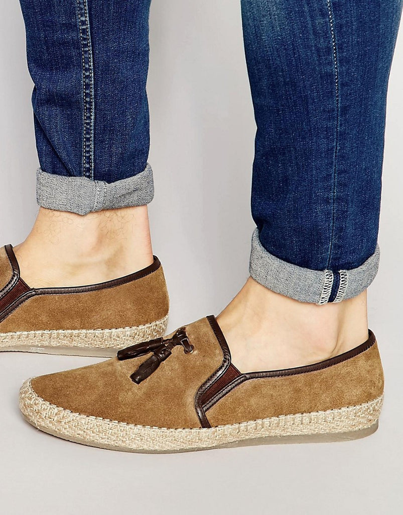 Dune Tassel Slip On Shoes In Suede