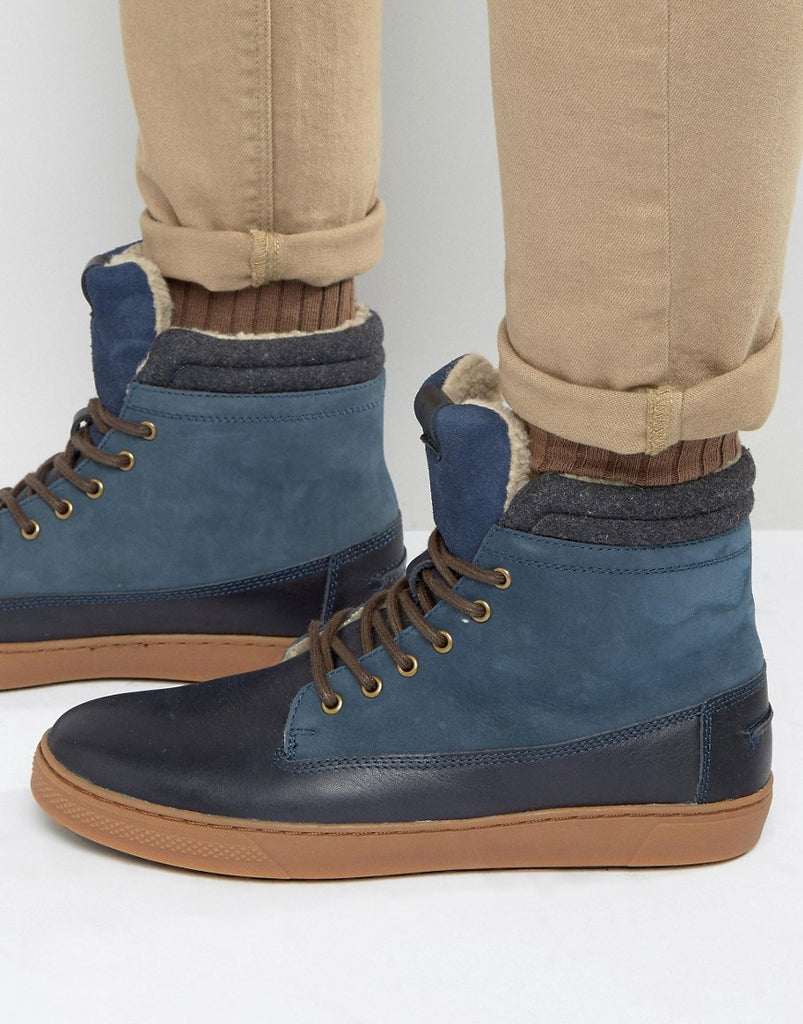 Aldo Divi Leather High Top In Blue Leather