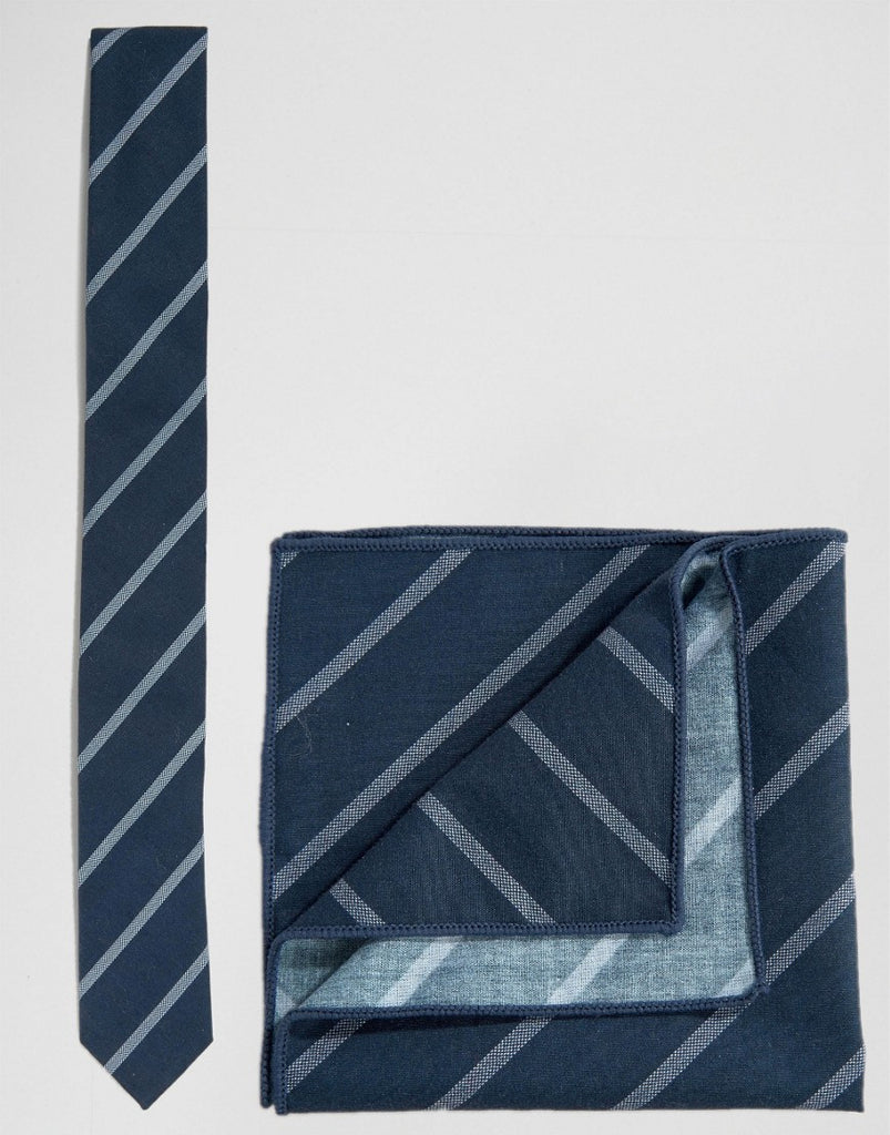 Minimum Tie And Pocket Square Set In Stripe
