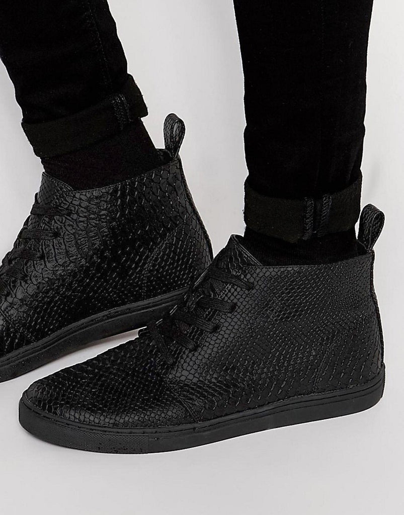 ASOS High Top Sneakers in Black Snakeskin Effect