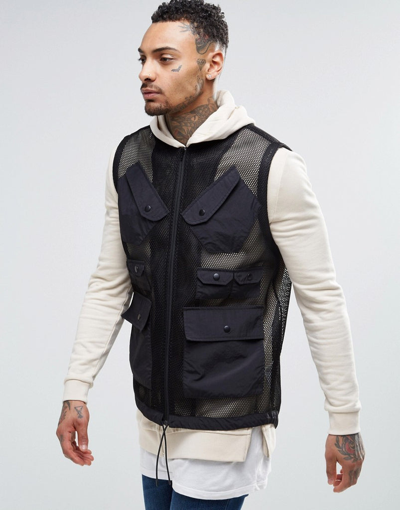 ASOS Sleeveless Mesh Bomber in Black