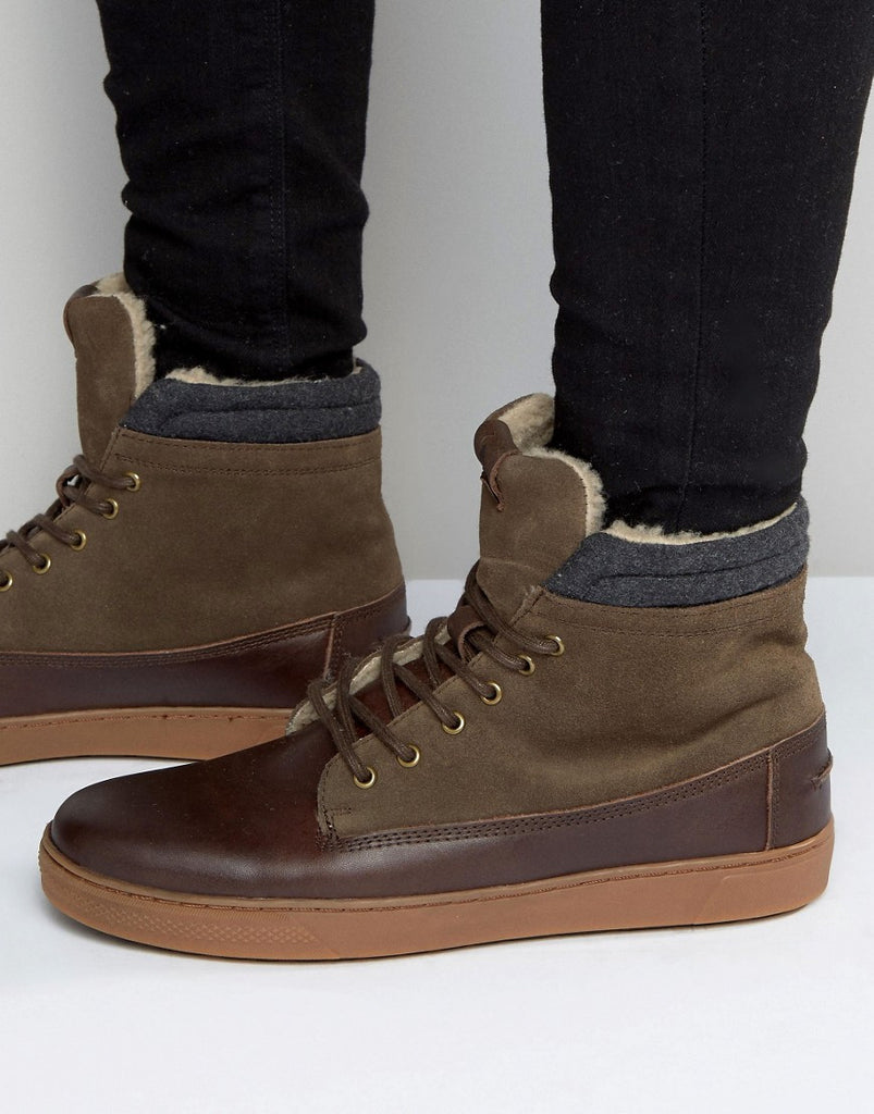 Aldo Divi Leather High Top In Brown Leather
