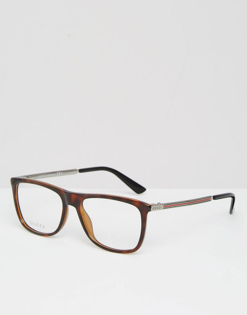 Gucci Square Glasses with Clear Lens in Tort