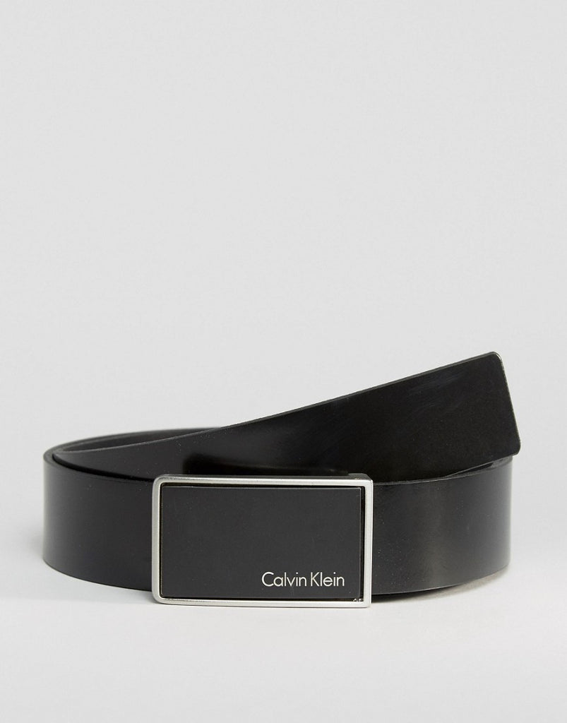 Calvin Klein CK Jordan Adjustable Plaque Leather Belt