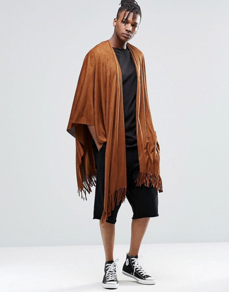 ASOS Cape in Tan Suede Look