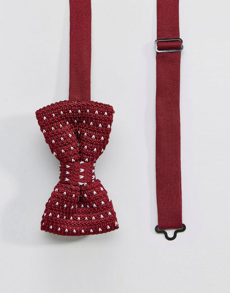 7X Knitted bow Tie Polka Print in Box