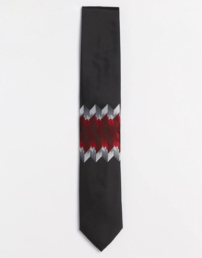 ASOS Tie With Woven Design In Gray