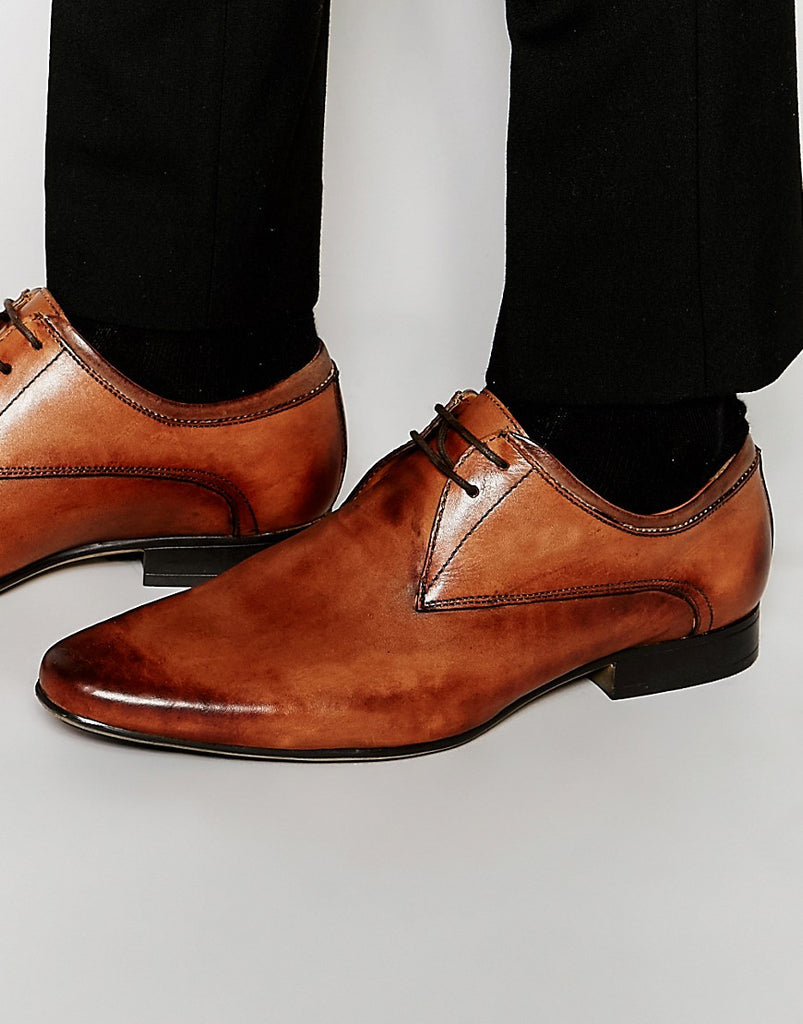 Frank Wright Smart Derby Shoes In Tan Leather