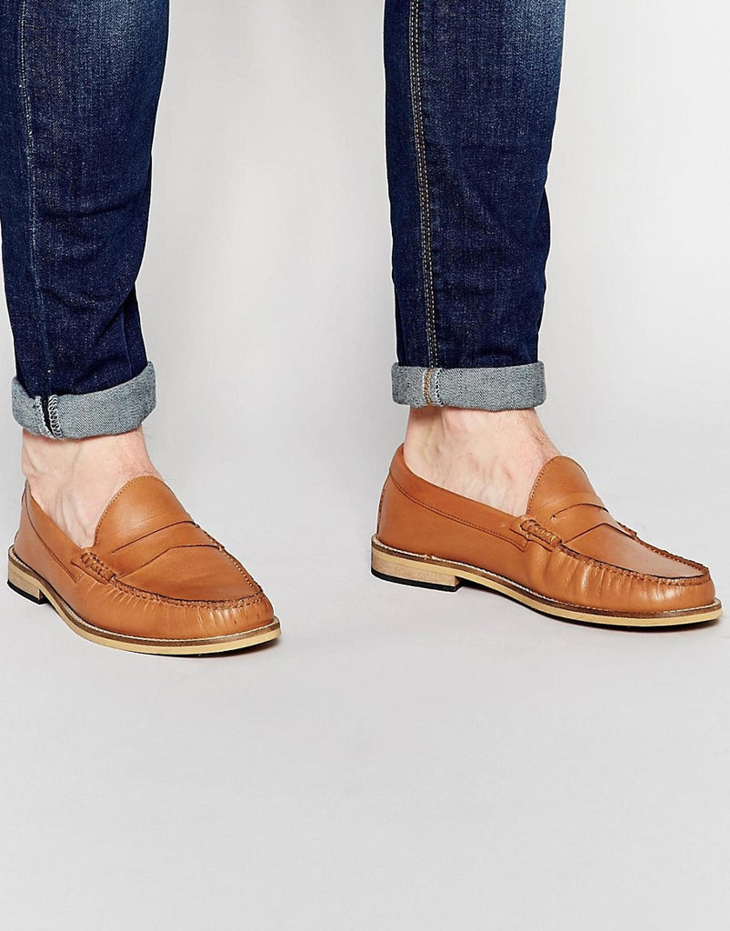 Frank Wright Penny Loafers In Tan