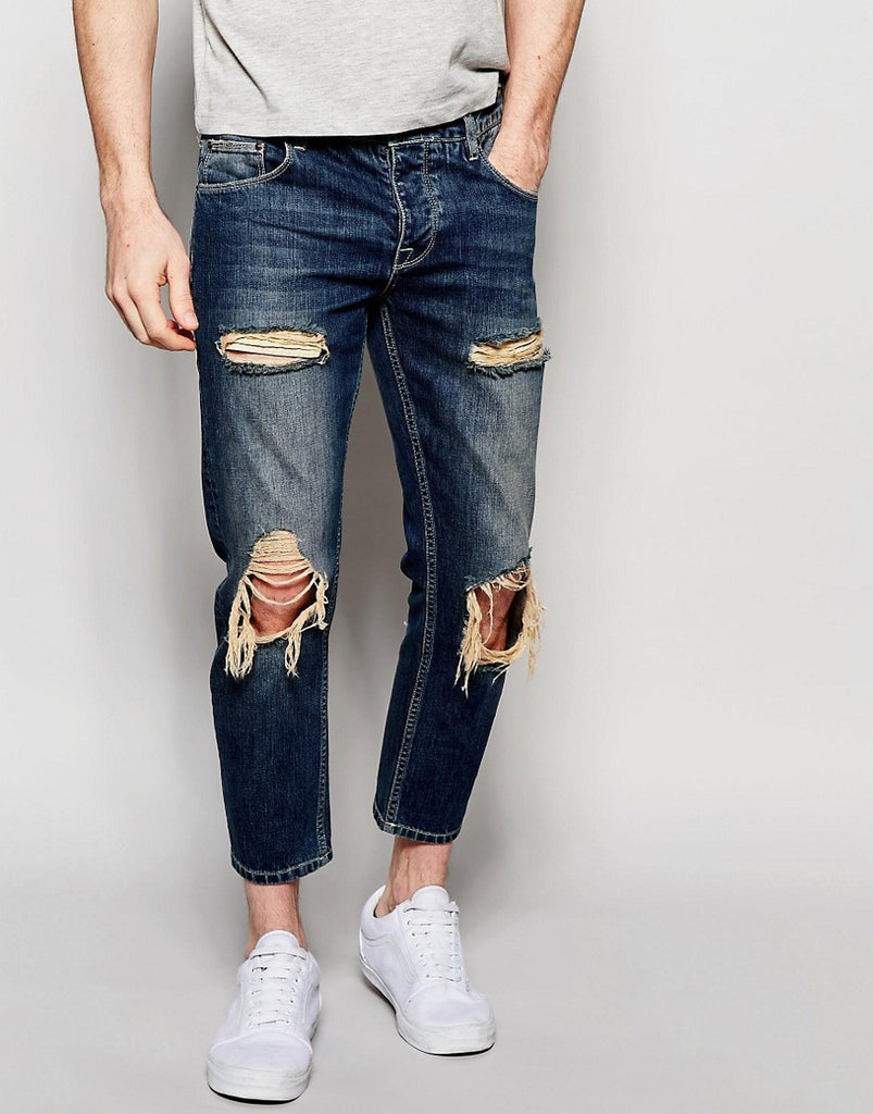 ASOS Slim Jeans In Cropped Length With Rips