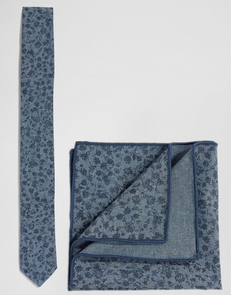 Minimum Tie And Pocket Square Set In Floral